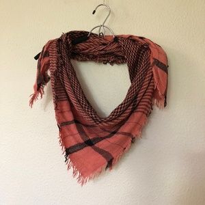 Coral and black square scarf